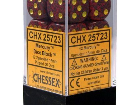 12 Speckled Mercury 16mm D6 Dice Block - CHX25723 Online Hot Sale