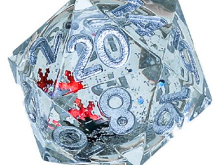 Large D20 Snowglobe - Silver Glitter Silver Ink 54mm on Sale